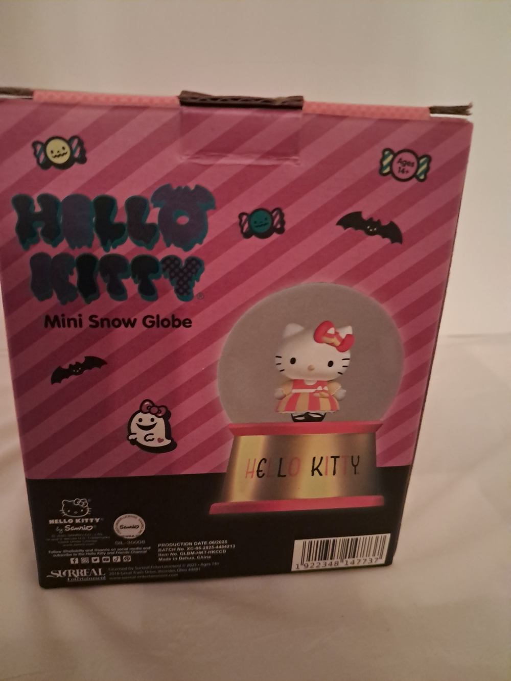 Hello Kitty Mini Snow Globe Pink and Gold Accent